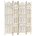 Hand Carved 4-panel Room Divider White 160x165 Cm Solid