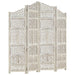 Hand Carved 4-panel Room Divider White 160x165 Cm Solid