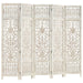 Hand Carved 5-panel Room Divider White 200x165 Cm Solid