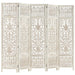 Hand Carved 5-panel Room Divider White 200x165 Cm Solid