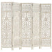 Hand Carved 5-panel Room Divider White 200x165 Cm Solid