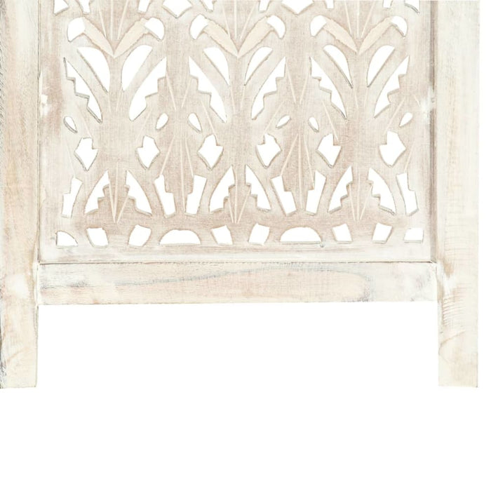 Hand Carved 5-panel Room Divider White 200x165 Cm Solid