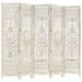 Hand Carved 5-panel Room Divider White 200x165 Cm Solid