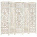 Hand Carved 5-panel Room Divider White 200x165 Cm Solid