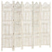 Hand Carved 5-panel Room Divider White 200x165 Cm Solid