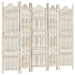 Hand Carved 5-panel Room Divider White 200x165 Cm Solid