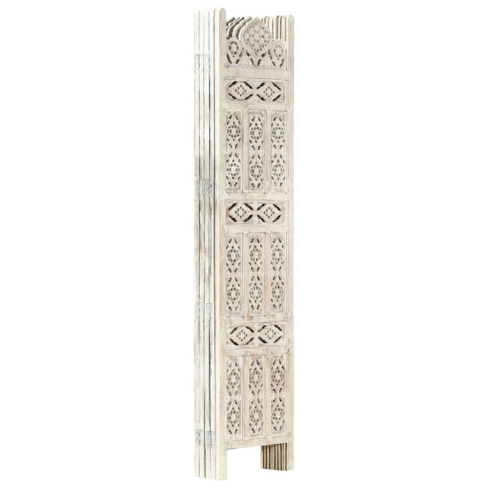 Hand Carved 5-panel Room Divider White 200x165 Cm Solid