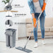 Hand Free Floor Mop And Bucket Set With Washable Microfiber