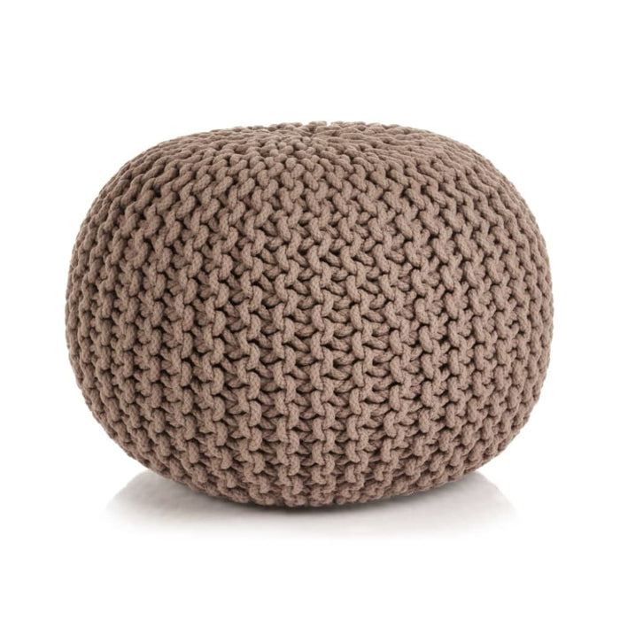 Hand-knitted Pouffe Cotton 50x35 Cm Brown Xapbit