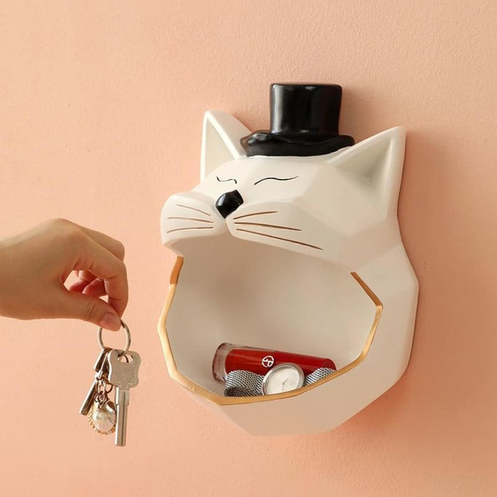 Handmade Big Mouth Cat Storage Box For Wall Decor