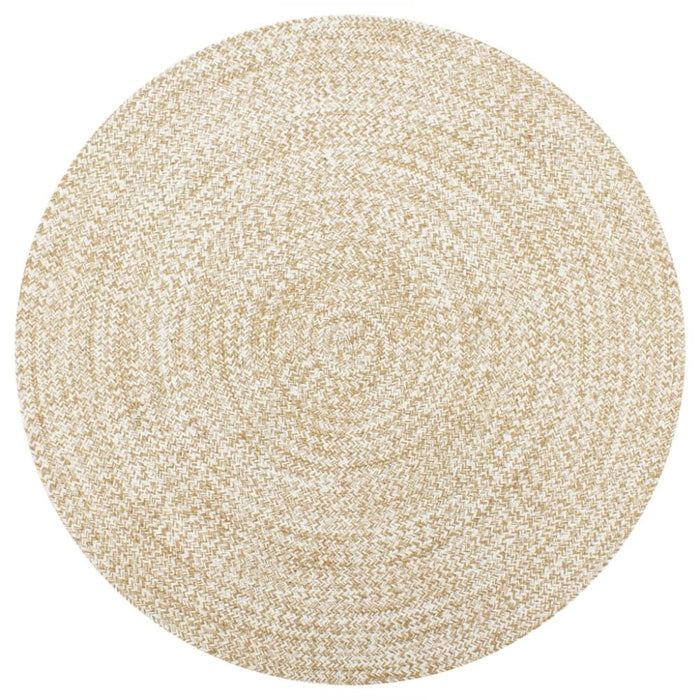 Handmade Rug Jute White And Natural 120 Cm