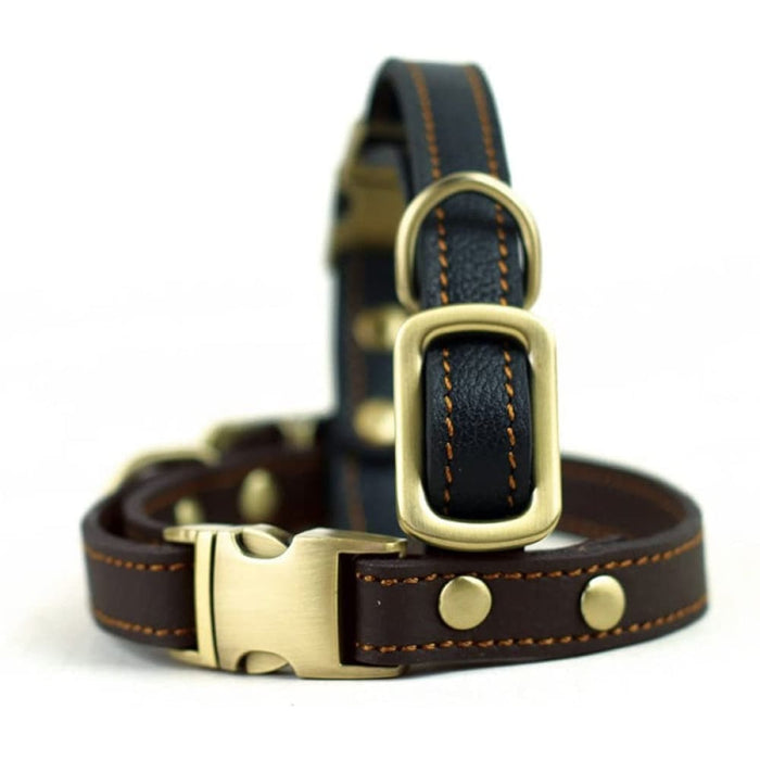 Handmade Strong Comfortable Metal Buckle Leather Collar