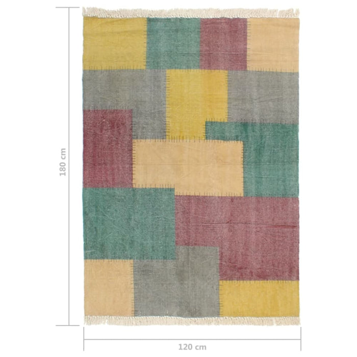 Handwoven Kilim Rug Cotton 120x180 Cm Printed Multicolour