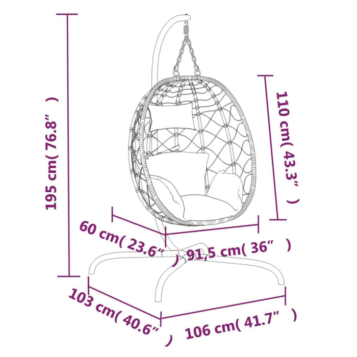 Hanging Egg Chair With Cushion Anthracite Poly Rattan&steel