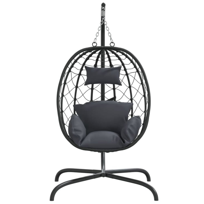 Hanging Egg Chair With Cushion Anthracite Poly Rattan&steel