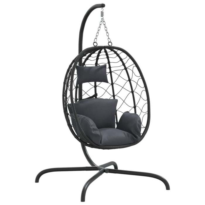 Hanging Egg Chair With Cushion Anthracite Poly Rattan&steel