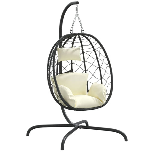 Hanging Egg Chair With Cushion Cream White Poly