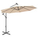 Hanging Parasol With Led Lighting 300 Cm Sand Metal Pole