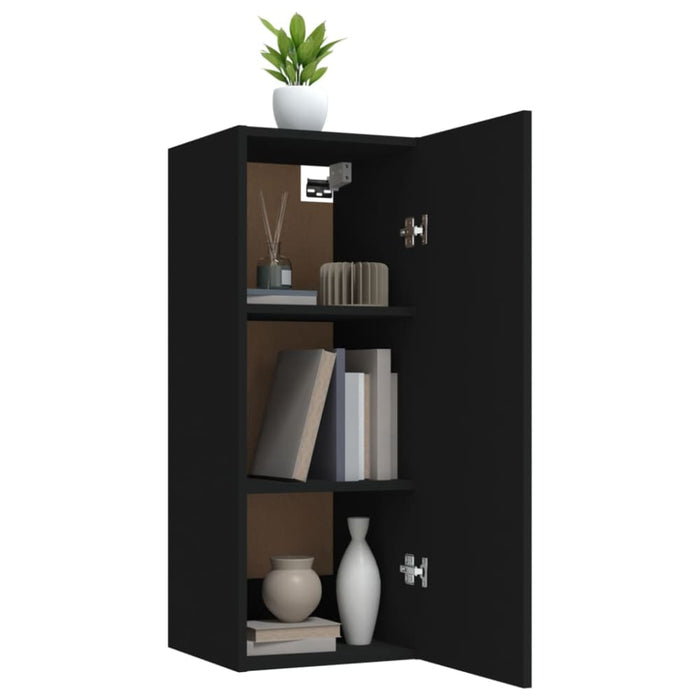 Hanging Wall Cabinet Black 34.5x34x90 Cm Engineered Wood