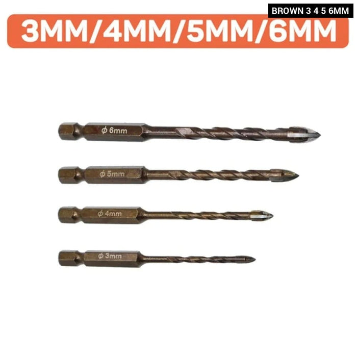 Hard Alloy Cross Hex Tile Drill Bits Set For Glass Ceramic