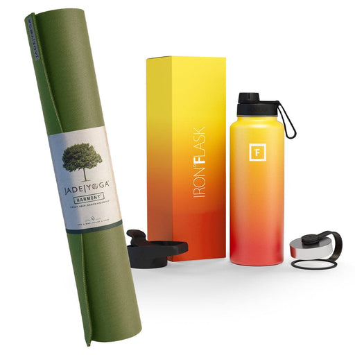 Harmony Yoga Mat And Iron Flask Bottle Bundle Olive Fire