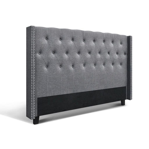 Bed Head Headboard King Size Bedhead Fabric Frame Base Grey