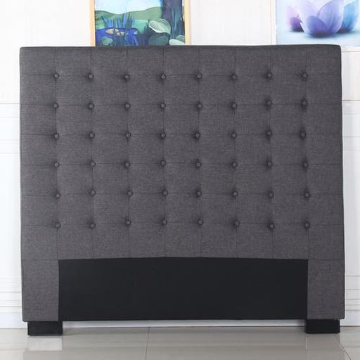 Bed Head King Charcoal Headboard Upholstery Fabric Tufted