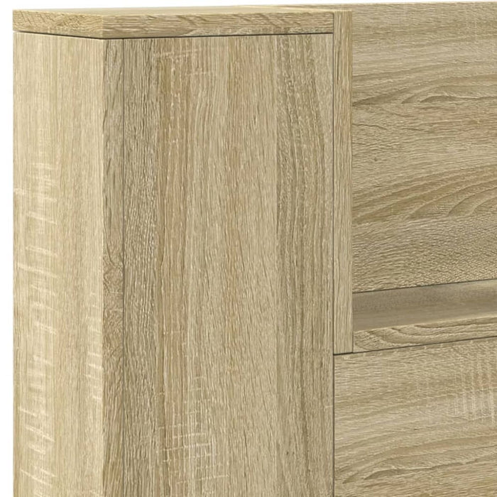 Headboard Cabinet With Led Sonoma Oak 140x16.5x103.5 Cm