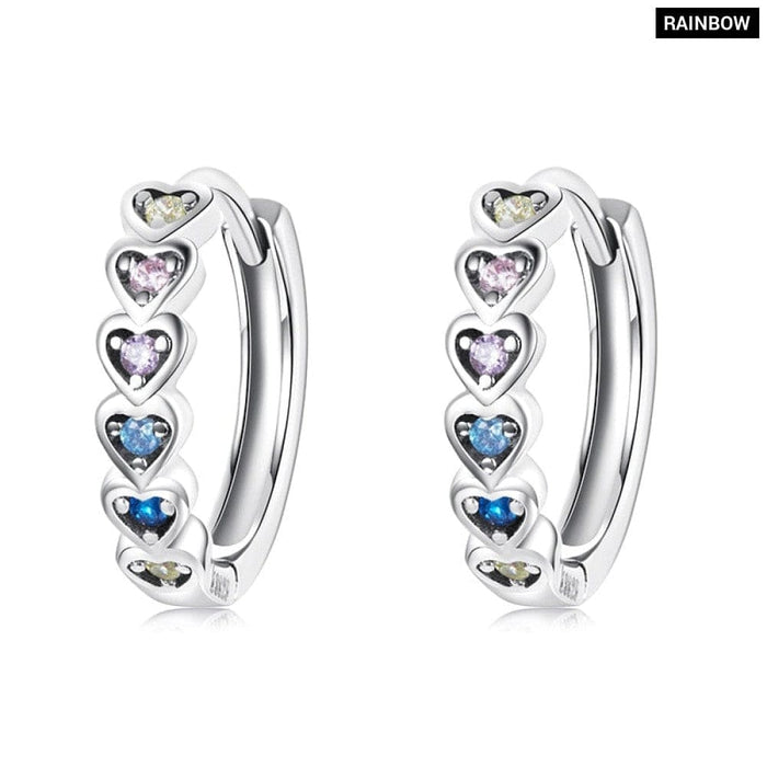 Heart - shaped Earrings 925 Sterling Silver Stackable