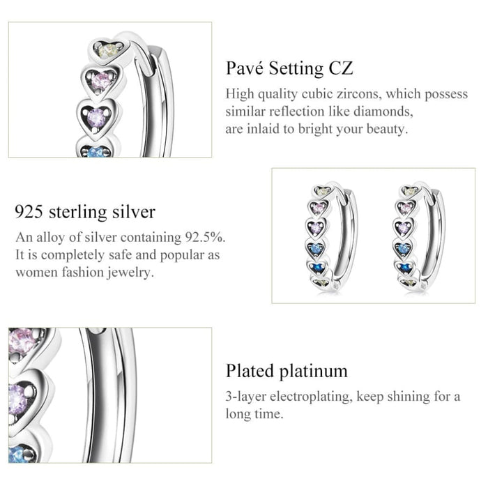 Heart - shaped Earrings 925 Sterling Silver Stackable