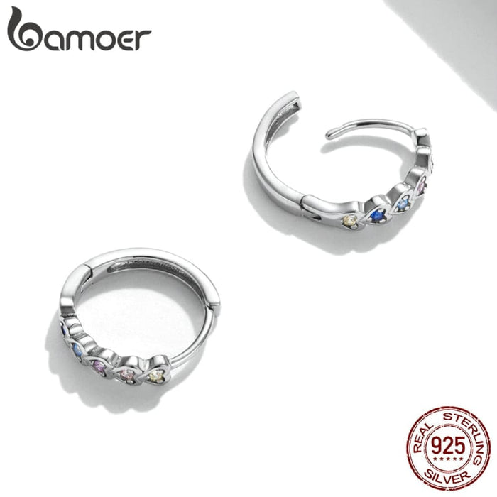 Heart - shaped Earrings 925 Sterling Silver Stackable