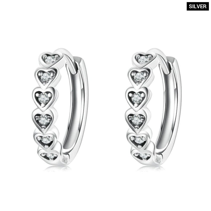 Heart - shaped Earrings 925 Sterling Silver Stackable