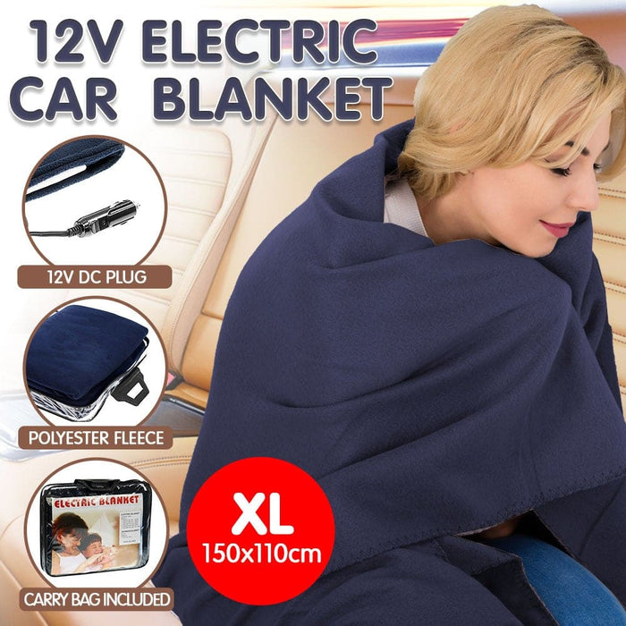 Heated Electric Car Blanket 150x110cm 12v - Blue