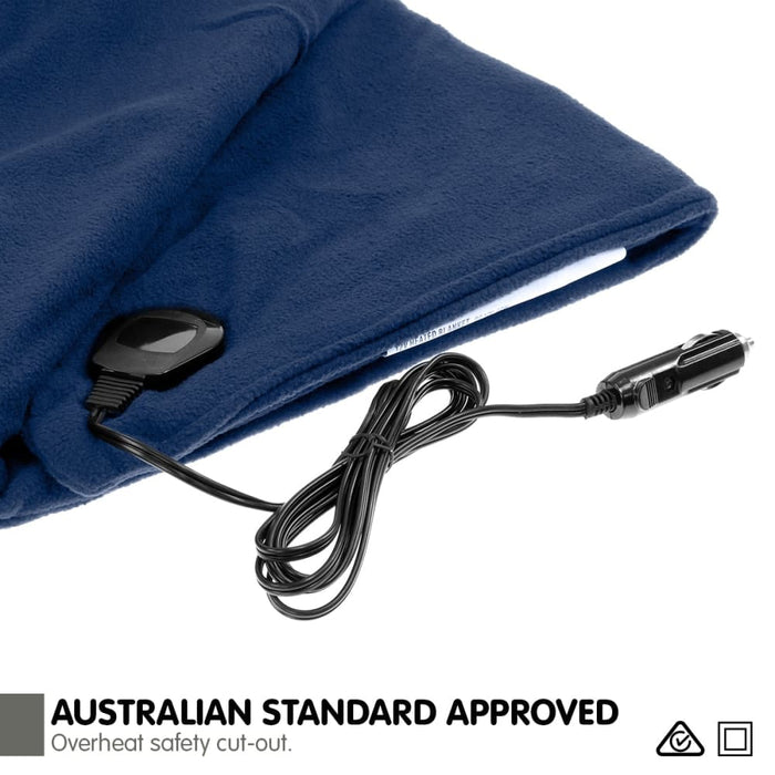 Heated Electric Car Blanket 150x110cm 12v - Navy Blue