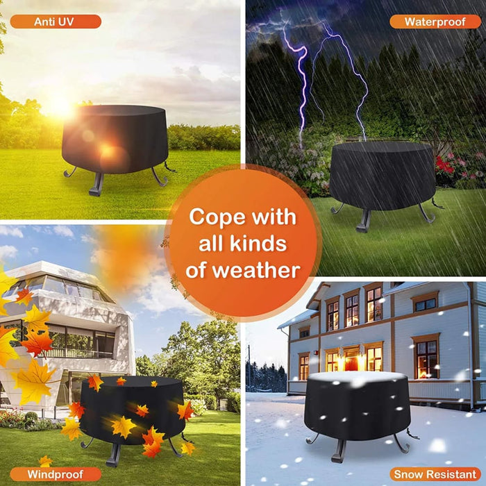 Heavy 600d Waterproof Patio Fire Pit Cover Bbq Grill