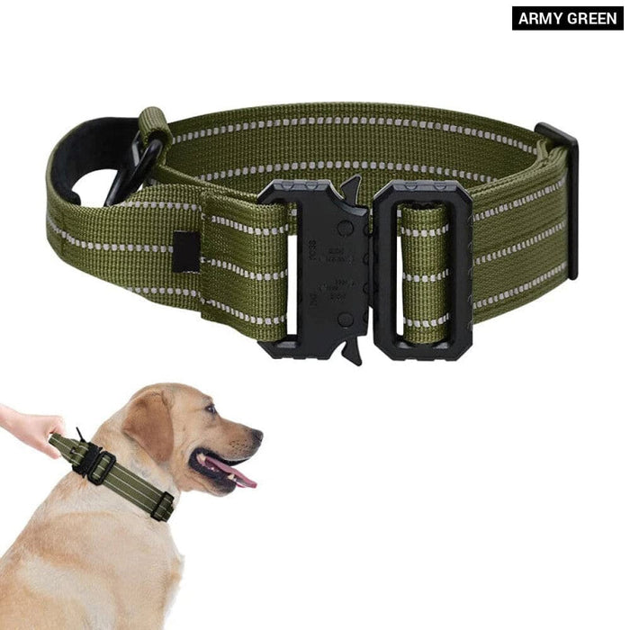 Heavy Duty Tactical Dog Collar Adjustable Military Control