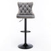 2x Height Adjustable Swivel Bar Stool Velvet Nailhead