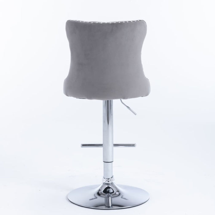 2x Height Adjustable Swivel Bar Stool Velvet Stud Barstool