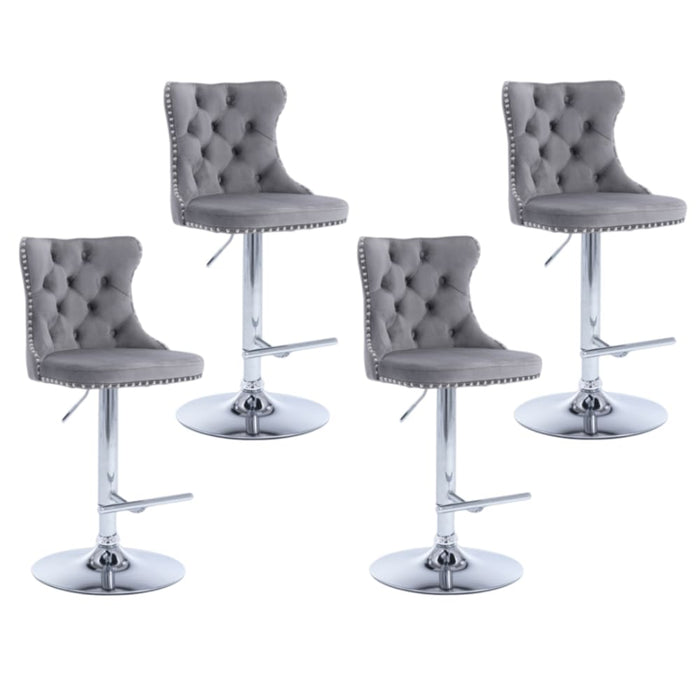 4x Height Adjustable Swivel Bar Stool Velvet Stud Barstool