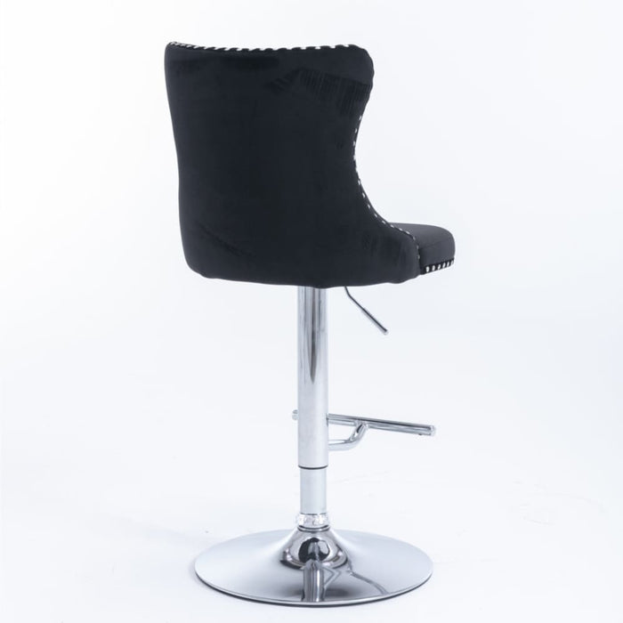 2x Height Adjustable Swivel Bar Stool Velvet Studs Barstool