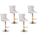 4x Height Adjustable Swivel Bar Stool Velvet Studs Barstool