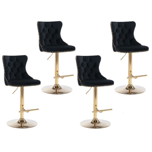 4x Height Adjustable Swivel Bar Stool Velvet Studs Barstool