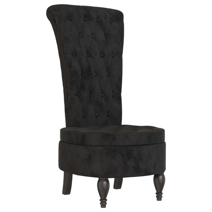 High Back Chair Black Velvet Button Design Tpxaln