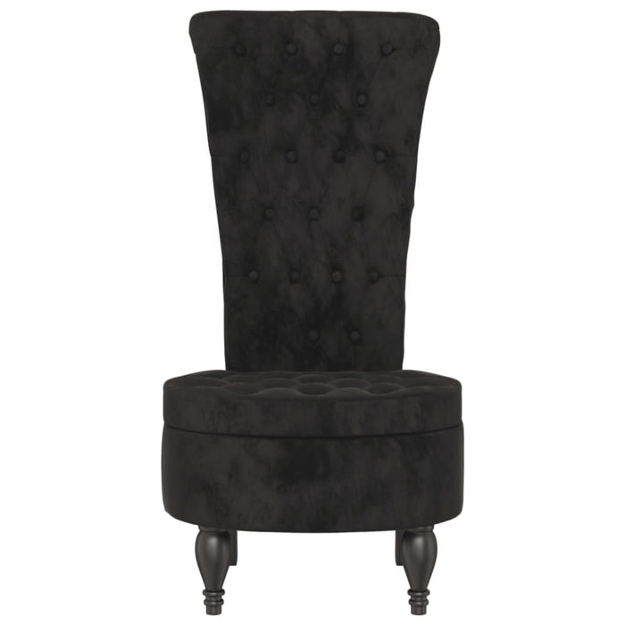 High Back Chair Black Velvet Button Design Tpxaln