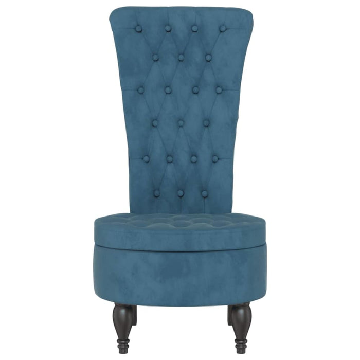 High Back Chair Blue Velvet Button Design Tpxalt