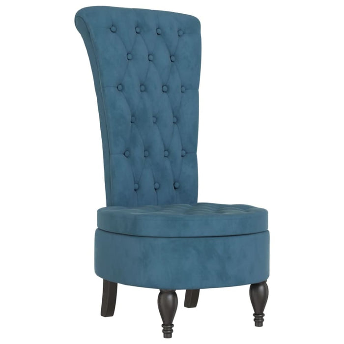 High Back Chair Blue Velvet Button Design Tpxalt