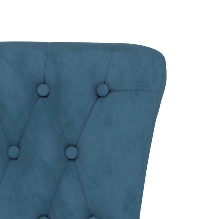 High Back Chair Blue Velvet Button Design Tpxalt