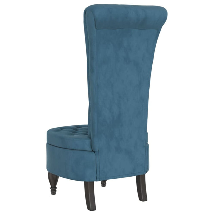 High Back Chair Blue Velvet Button Design Tpxalt