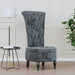 High Back Chair Dark Grey Velvet Button Design Tpxalp