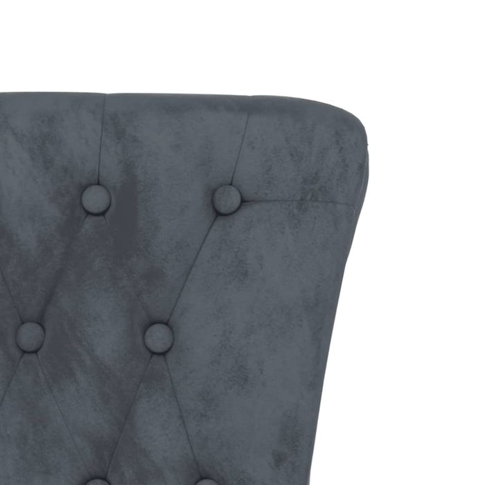 High Back Chair Dark Grey Velvet Button Design Tpxalp